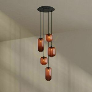 Lustră s.luce Velo maro sticlă metal 5 becuri E27, Ø 60 cm 1 Lustră s.luce Velo maro sticlă metal 5 becuri E27, Ø 60 cm small 1
