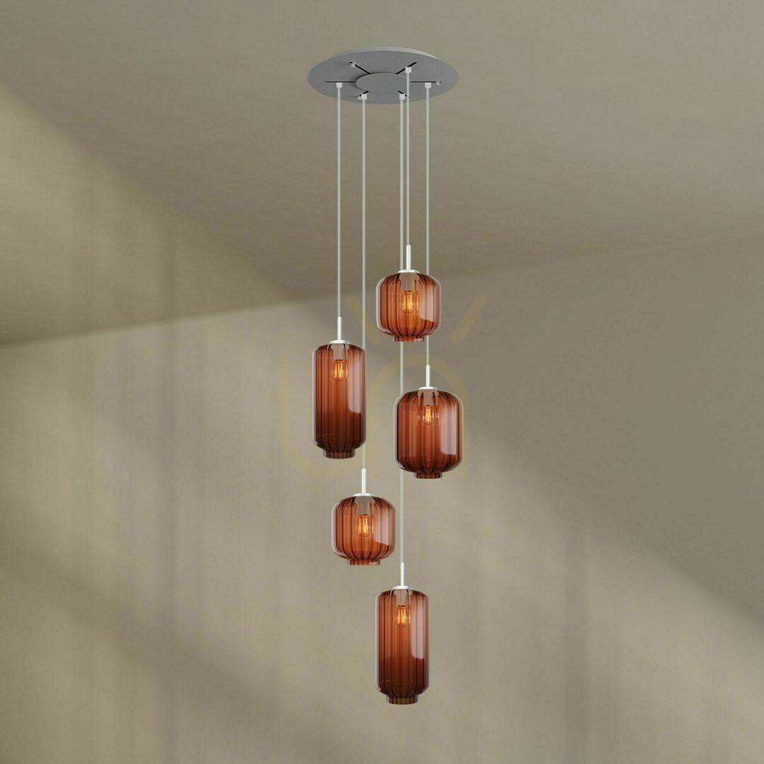 previzualizare Lustră s.luce Velo maro sticlă metal 5 becuri E27, Ø 60 cm Lustră s.luce Velo maro sticlă metal 5 becuri E27, Ø 60 cm