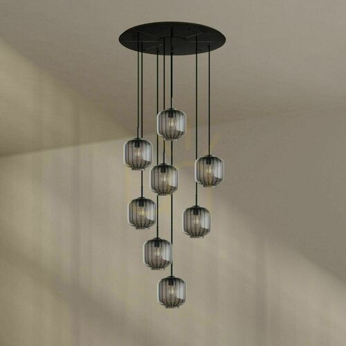Verifica Lustră s.luce Velo negru 8 brațe Ø80 cm sticlă metal LED dimmabilă