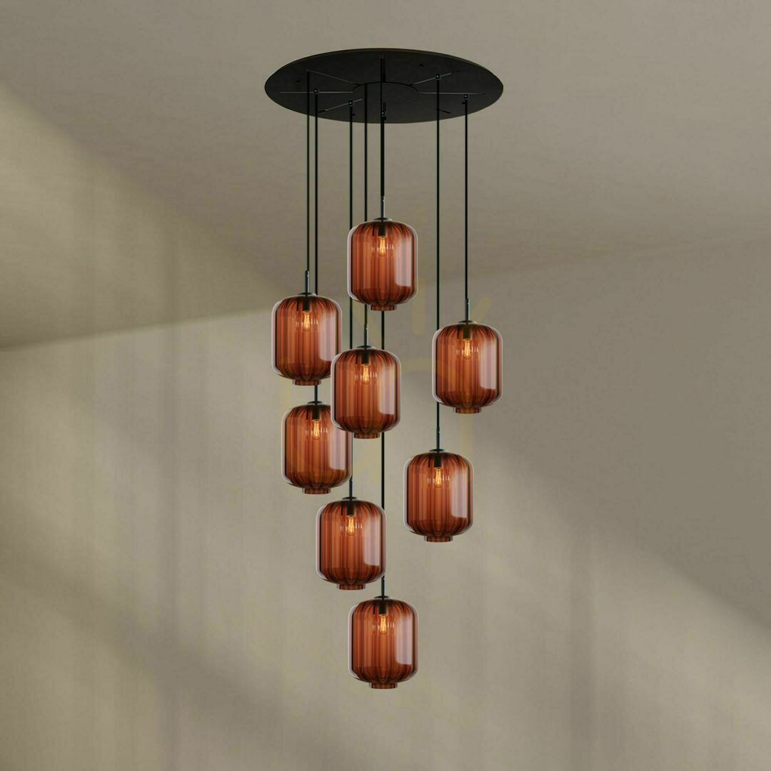 Vedere Lustră s.luce Velo maro, 8 brațe, Ø 80 cm, sticlă, stil modern, E27 Lustră s.luce Velo maro, 8 brațe, Ø 80 cm, sticlă, stil modern, E27
