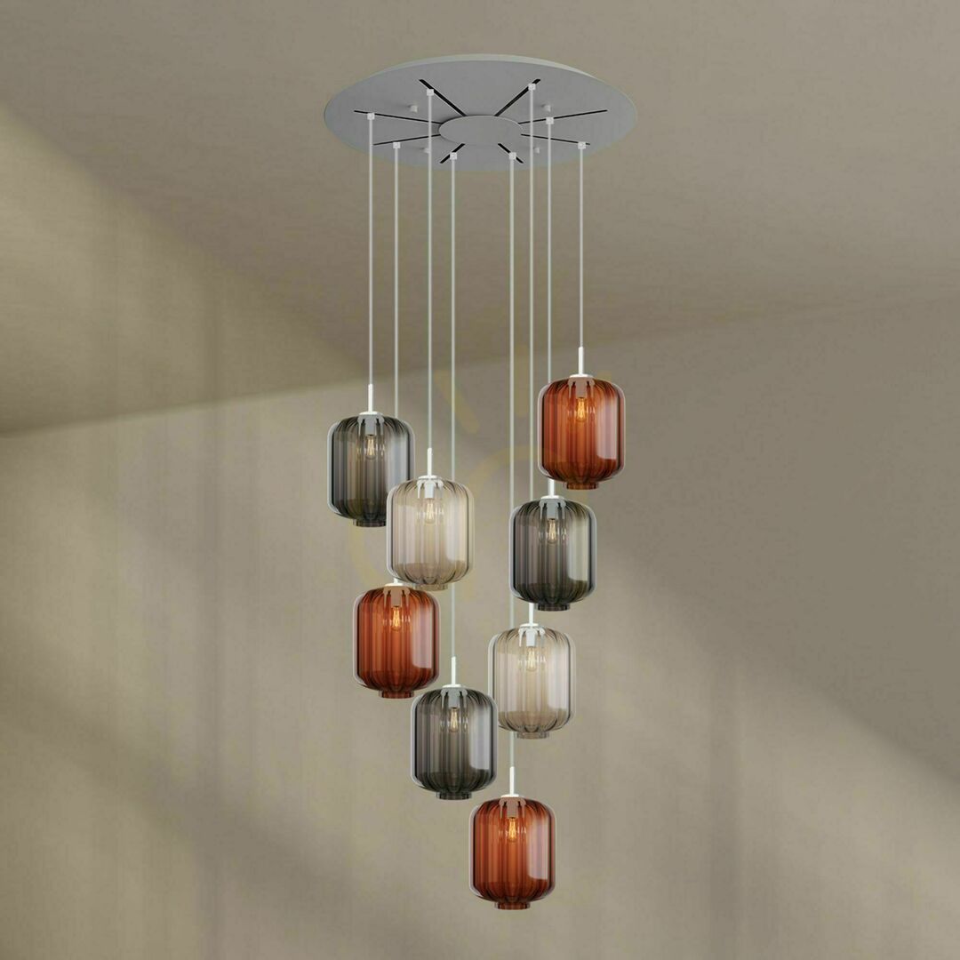 Verifica Lustră s.luce Velo maro, 8 brațe, Ø 80 cm, sticlă, stil modern, E27 Lustră s.luce Velo maro, 8 brațe, Ø 80 cm, sticlă, stil modern, E27