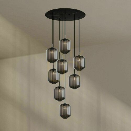 Verifica Lustră s.luce Velo neagră, 8 brațe, E27, Ø80 cm, sticlă și metal, modernă