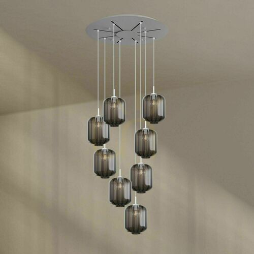 Verifica Lustră s.luce Velo albă 8 brațe sticlă metal Ø80 cm modernă