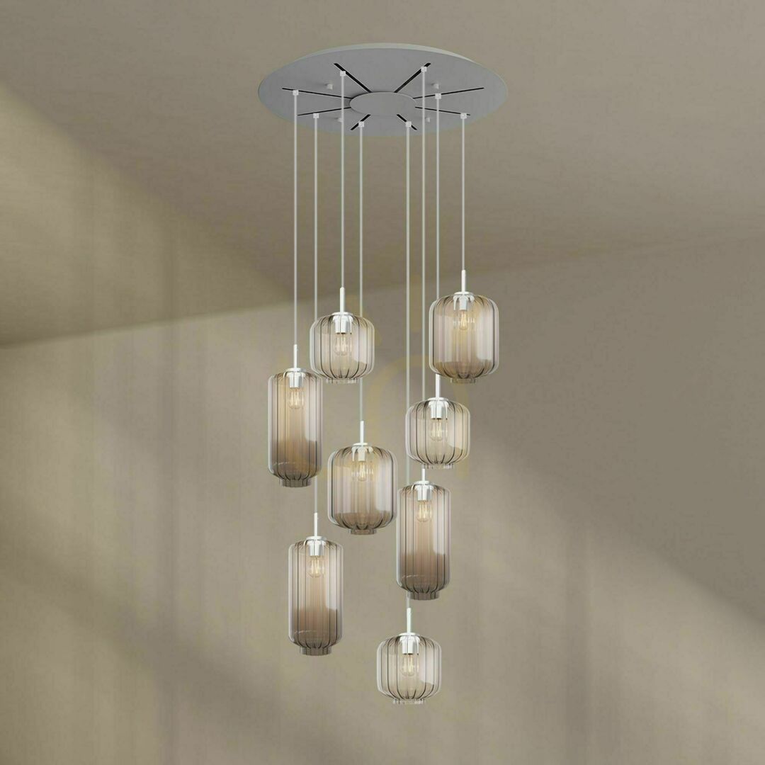 previzualizare Lustră s.luce Velo maro sticlă metal 8 brațe E27 dimabilă Ø80 cm Lustră s.luce Velo maro sticlă metal 8 brațe E27 dimabilă Ø80 cm