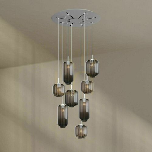 Verifica Lustră s.luce Velo albă cu 8 surse, sticlă și metal, Ø80 cm, modernă