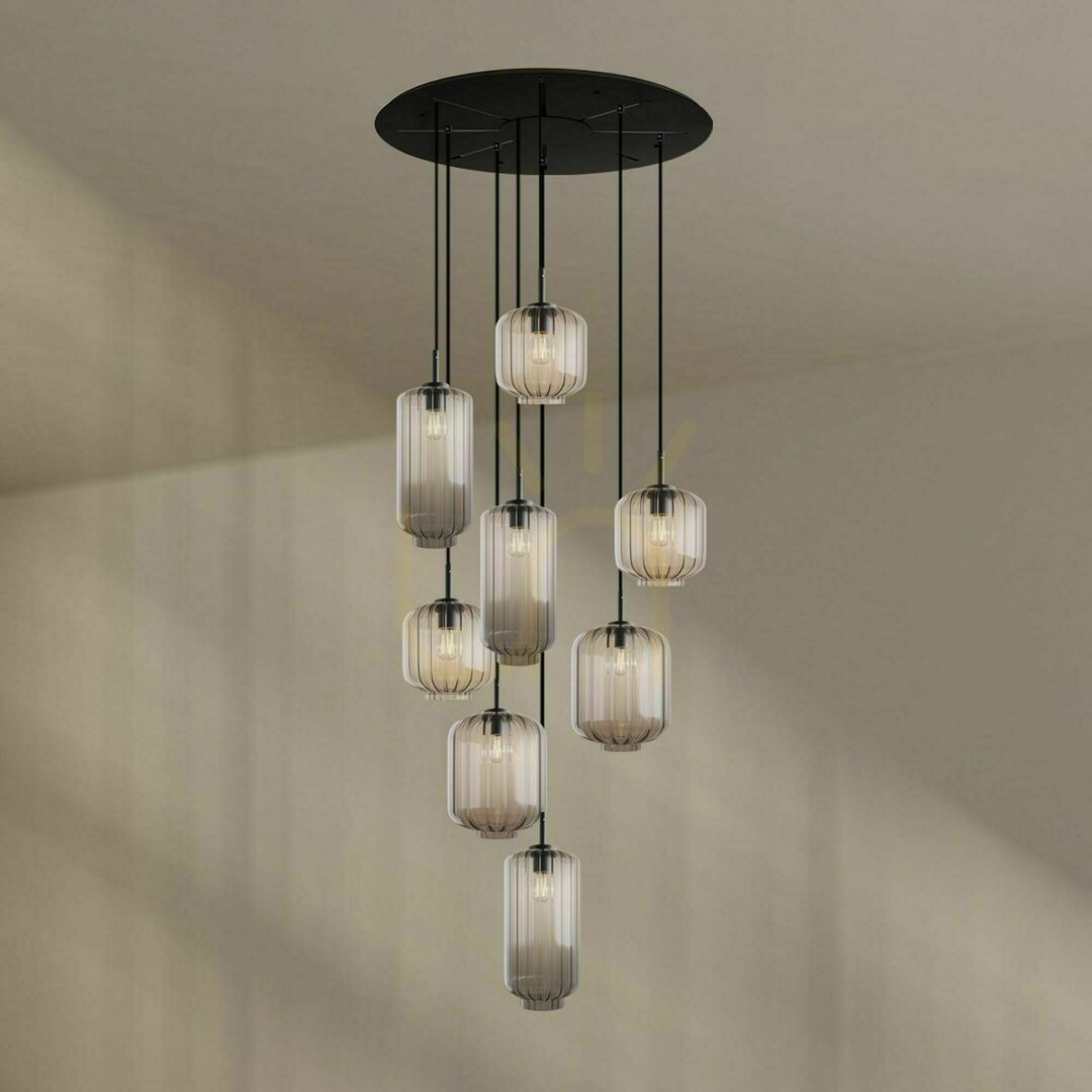 Afişa Lustră s.luce Velo neagră 8 brațe E27 sticlă metal Ø80 cm Lustră s.luce Velo neagră 8 brațe E27 sticlă metal Ø80 cm
