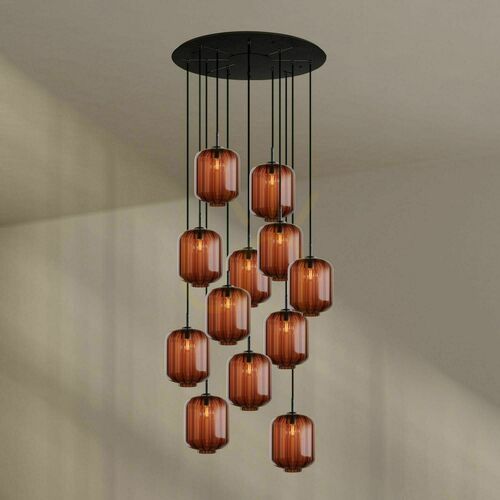 Verifica Lustră suspendată s.luce Velo Galeria 12 brațe maro sticlă metal Ø80 cm