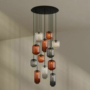 Lustră în cascadă s.luce Velo 194504, 12 × E27, sticlă multicoloră, negru, rozetă Ø 80 cm small 0
