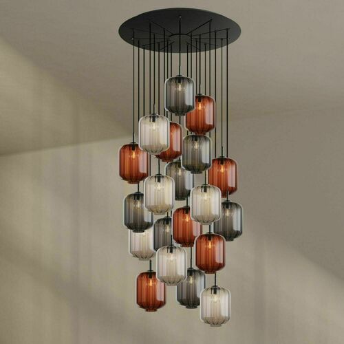 Verifica Lustră s.luce Velo, sticlă multicoloră și metal, 20 de becuri E27, Ø 120 cm, abajururi Ø 25 cm