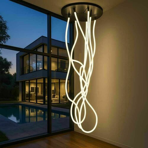 Verifica Lampă suspendată LED s.luce Arion Organic Flex neagră dimabilă 4 becuri 3000K