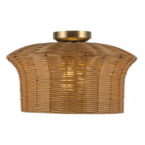 Plafonieră Kai – 1 sursă de lumină – auriu periat, ratan Elstead small 1