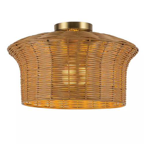Verifica Lampa de tavan Kai – 1 sursă de lumină – auriu periat, ratan Elstead