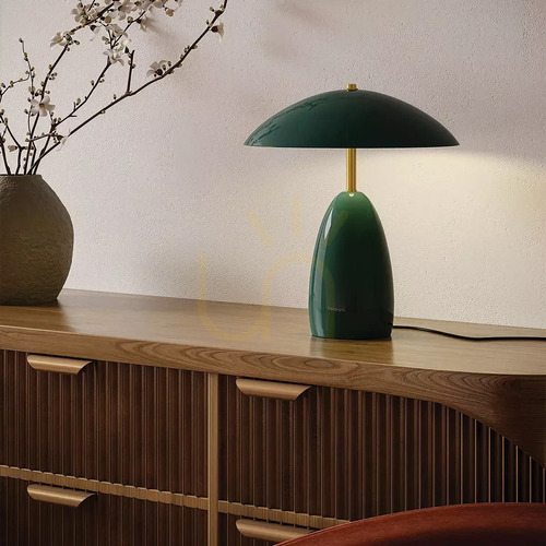 Verifica Lampa de masă cu LED Poppy, model mediu – verde închis, Elstead
