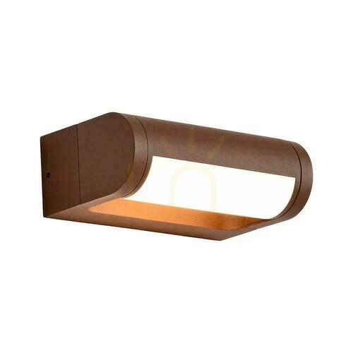Verifica V-TAC 10W cu cip CREE, aplice de perete reglabile pentru grădină, IP65, culoare maro Corten, model VT-120012-C, 3000K, 1550 lm, garanție de 6 ani