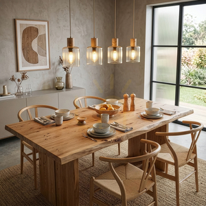 Lampă suspendată TK-Lighting SIERRA WOOD 11802, 4×E27, sticlă coniac small 1