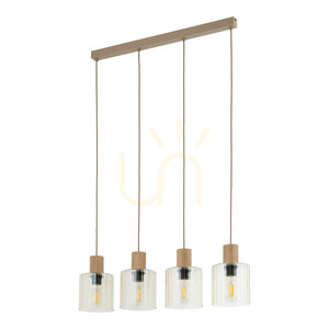 Lampă suspendată TK-Lighting SIERRA WOOD 11802, 4×E27, sticlă coniac small 0