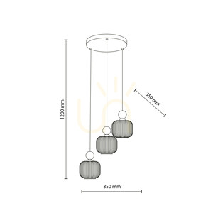 Lampa suspendată Ballo din lemn de nuc, 3 becuri Xe14, formă circulară small 7