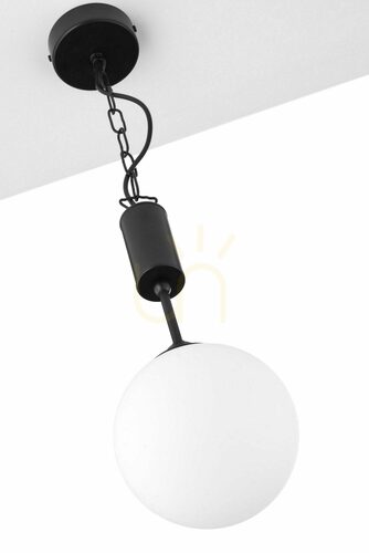 Verifica Pendul Jupiter NOLA 2171 negru cu glob alb din sticlă E27