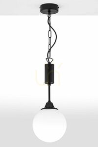 Pendul Jupiter NOLA 2171 negru cu glob alb din sticlă E27 small 0