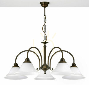Lustră Jupiter ARES 2173 culoarea alamei, 5 abajururi albe E27 small 0