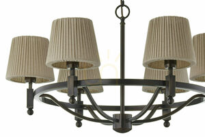 Lustră Jupiter PIAST 2185 culoarea alamei, 6 abajururi bej plisate E27 small 4