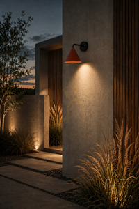 Aplică de exterior NORLYS Sigrid 235BR E27, alamă, cu bec LED și senzor small 1