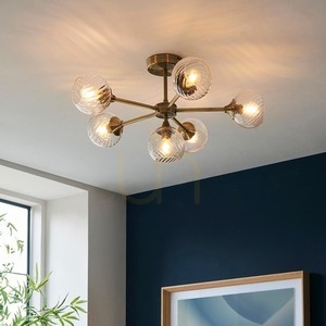 Plafonieră Endon Allegra alamă antichizată 6×E14 sticlă Ø64 cm small 4