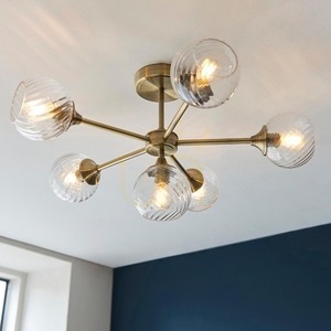 Plafonieră Endon Allegra alamă antichizată 6×E14 sticlă Ø64 cm small 5