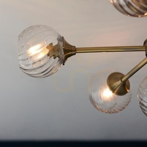Plafonieră Endon Allegra alamă antichizată 6×E14 sticlă Ø64 cm small 8