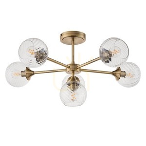Plafonieră Endon Allegra alamă antichizată 6×E14 sticlă Ø64 cm small 9