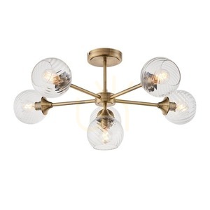 Plafonieră Endon Allegra alamă antichizată 6×E14 sticlă Ø64 cm small 0