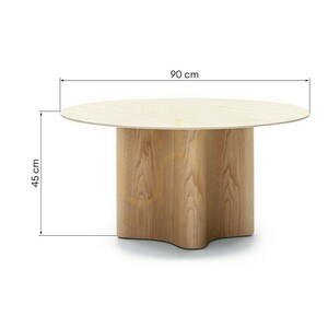 Măsuță de cafea Nova Nook LESUND 90 cm, piatră sinterizată cu aspect de travertin, furnir de stejar small 5