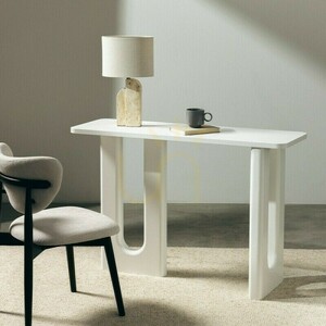 Birou/consolă RICHI de 120 cm, alb, cu curbe Nova Nook small 1