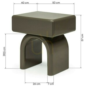 Noptieră LUSH cu un sertar, verde-gri, lucioasă, în formă de arc, de la Nova Nook small 5