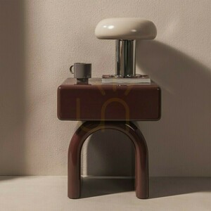 Noptieră LUSH cu sertar, maro-burgund, lucioasă, în formă de arc, de la Nova Nook small 2