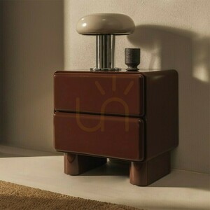 Noptieră AGOS cu sertare, în nuanțe de burgund/maro, cu forme rotunjite, cu finisaj lucios Nova Nook small 2