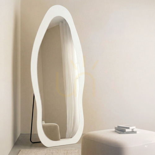 Verifica Oglindă de podea MIRAM cu iluminare LED, 63 x 160 cm, formă neregulată, albă Nova Nook