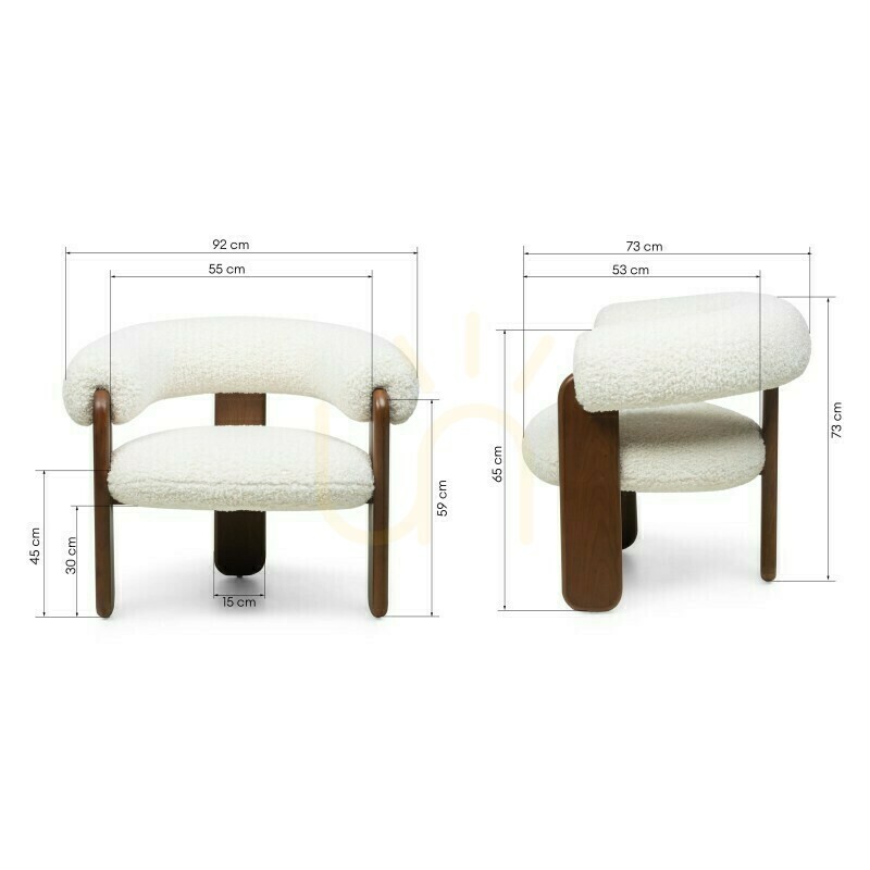 Afişa Fotoliu LOLE, crem/nuc, Nova Nook Bouclé Fotoliu LOLE, crem/nuc, Nova Nook Bouclé