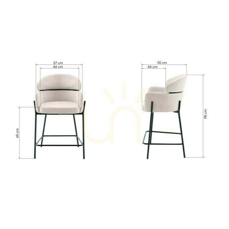Verifica Set de 2 scaune de bar MAREO, bej deschis, picioare negre, cantitate minimă de comandă – 2 bucăți, Nova Nook Set de 2 scaune de bar MAREO, bej deschis, picioare negre, cantitate minimă de comandă – 2 bucăți, Nova Nook