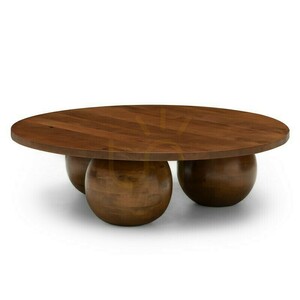 Măsuță de cafea MORELO de 100 cm, rotundă, din lemn de mango, în nuanța de nuc închis, cu forme rotunjite, Nova Nook small 5
