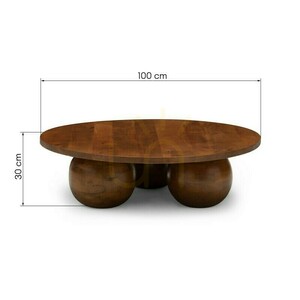 Măsuță de cafea MORELO de 100 cm, rotundă, din lemn de mango, în nuanța de nuc închis, cu forme rotunjite, Nova Nook small 7