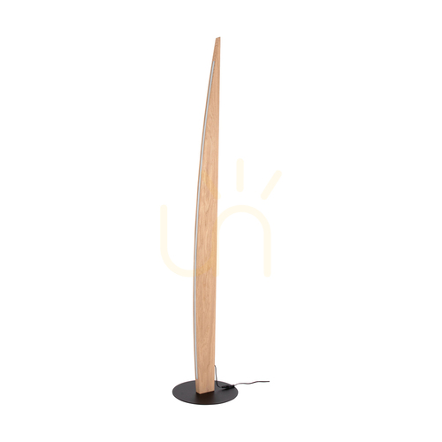 Verifica Lampa de podea Dubai, stejar uleiat/negru, 1xLED 33 W, Ø30 cm