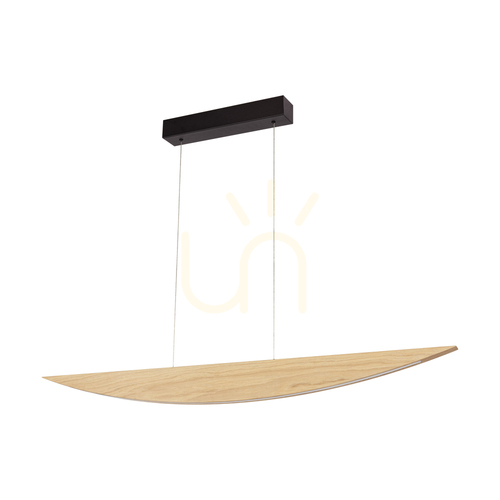 Verifica Lampă suspendată Dubai, stejar uleiat/negru, 1xLED 23 W, lumină orientabilă în sus și în jos, 117 cm