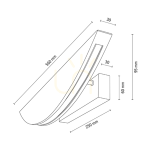 Aplică de perete Dubai, stejar uleiat/negru, 1xLED 12,5 W, 56 cm small 3
