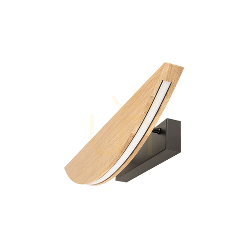 Verifica Aplică de perete Dubai, stejar uleiat/negru, 1xLED 12,5 W, 56 cm