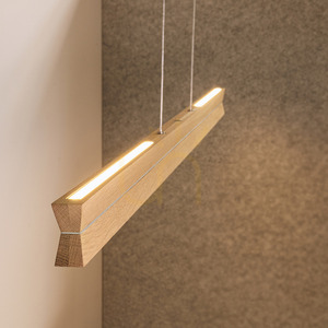Lampă suspendată dublă, stejar uleiat/nichel mat, 3xLED 23 W, lumină orientabilă în sus și în jos, 100 cm small 3