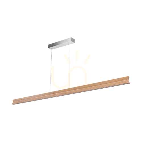 Verifica Lampă suspendată dublă, stejar uleiat/nichel mat, 3 LED-uri, 42 W, lumină orientabilă în sus și în jos, 160 cm