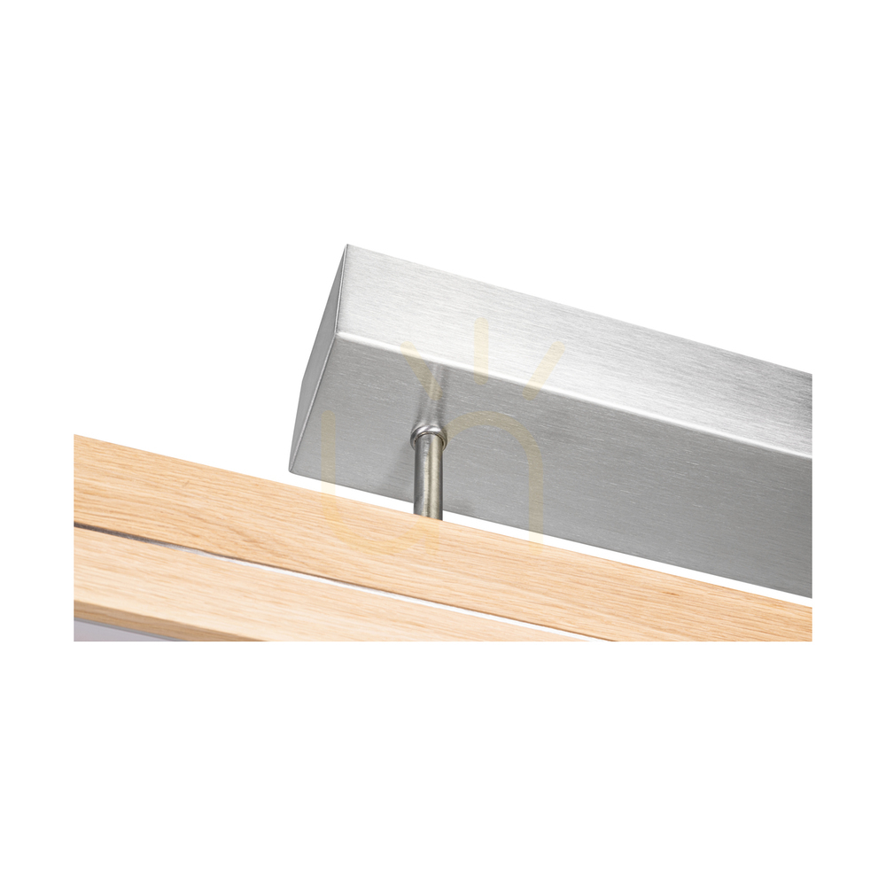previzualizare Lampă dublă de tavan, stejar uleiat/nichel mat, 3 LED-uri, 23 W, 100 cm Lampă dublă de tavan, stejar uleiat/nichel mat, 3 LED-uri, 23 W, 100 cm