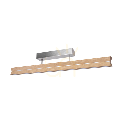 Verifica Lampă dublă de tavan, stejar uleiat/nichel mat, 3 LED-uri, 23 W, 100 cm