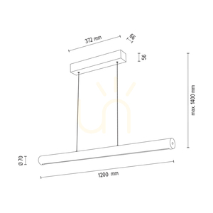 Lampa suspendată Conor, stejar uleiat/negru, 1xLED 34,5 W, iluminare în sus și în jos, 120 cm small 2
